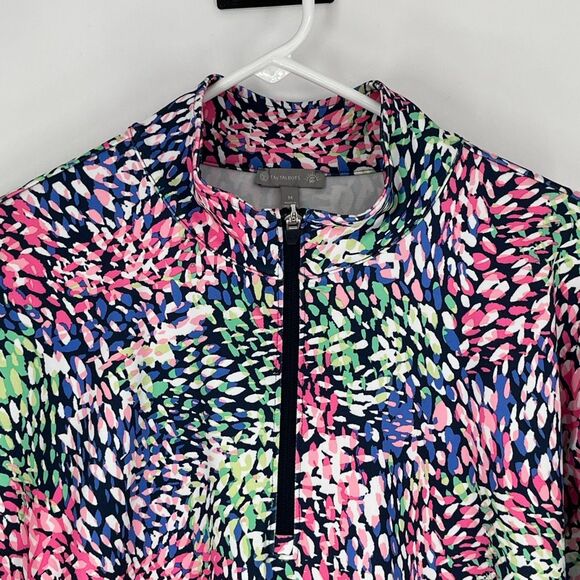 T BY TALBOTS On The Move Pullover Quarter Zip M Multicolor Athleisure UPF 50+ - Picture 3 of 15